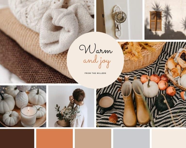 Moodboard mit warmen Farben und kuscheliger Herbststimmung