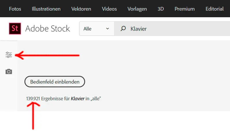 Beispiel Adobe: Klicke auf das "Filter" Icon (siehe roter Pfeil) oben