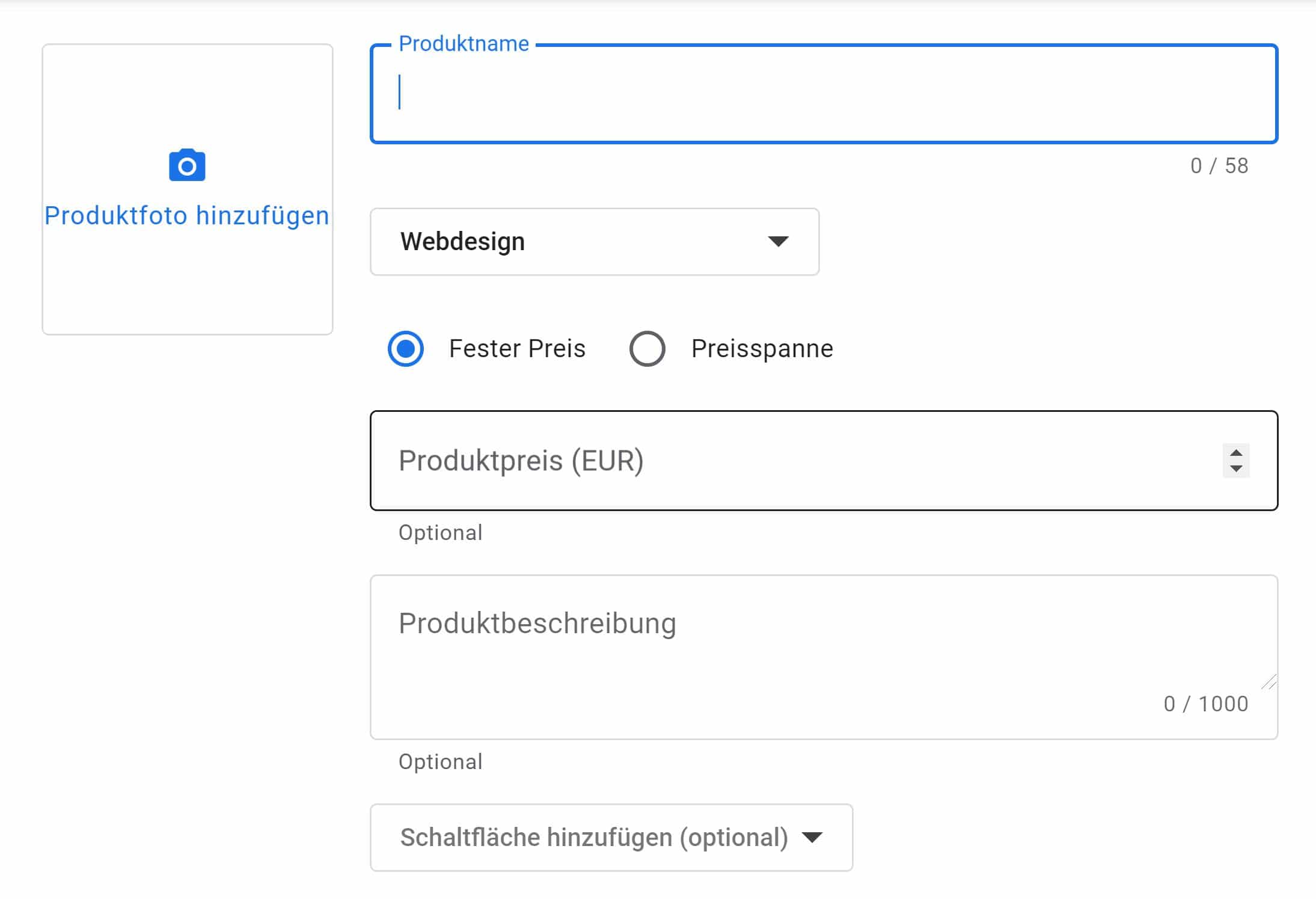 Eingabemaske, damit du dein Angebot auf Google My Business kostenlos bewerben kannst.
