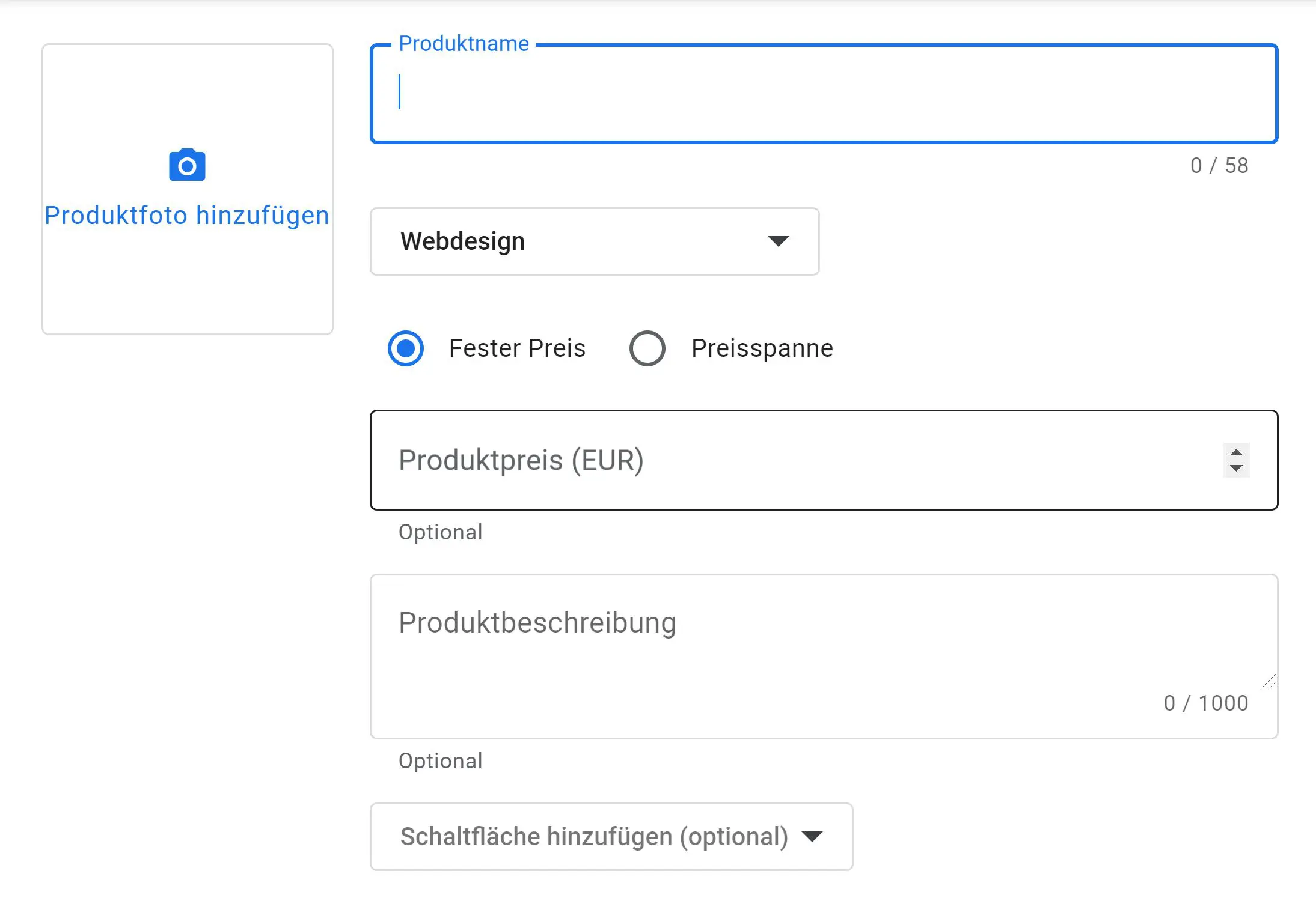 Eingabemaske, damit du dein Angebot auf Google My Business kostenlos bewerben kannst.