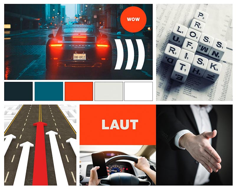 Moodboard: Schnell, laut, dynamisch, riskant, Gewinner