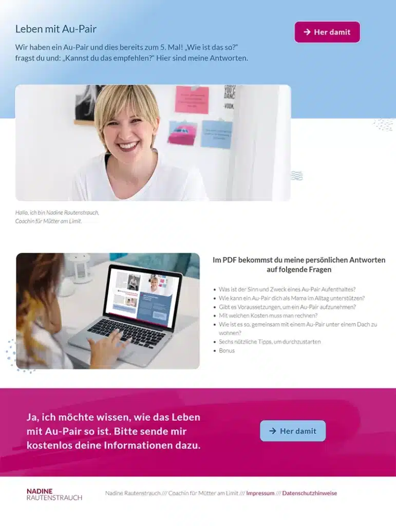 Die Landingpage für den Leadmagneten.