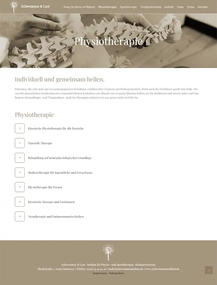 Portfolio Websit für Physio-Sporttherapeuten