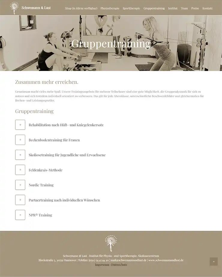 Portfolio Website für Physio-Sporttherapeuten