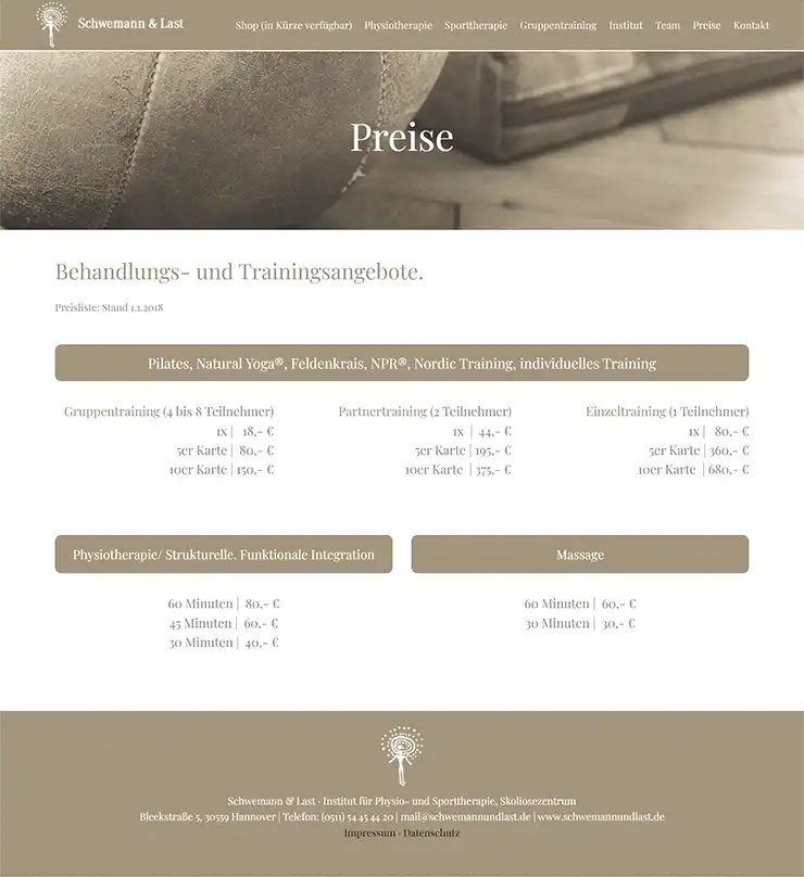 Portfolio Webdesign Relaunch Praxis Physio