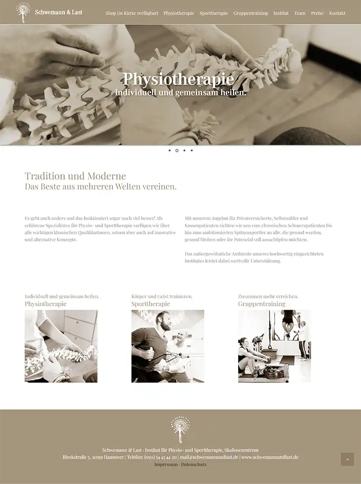 Portfolio Websit für Physio-Sporttherapeuten