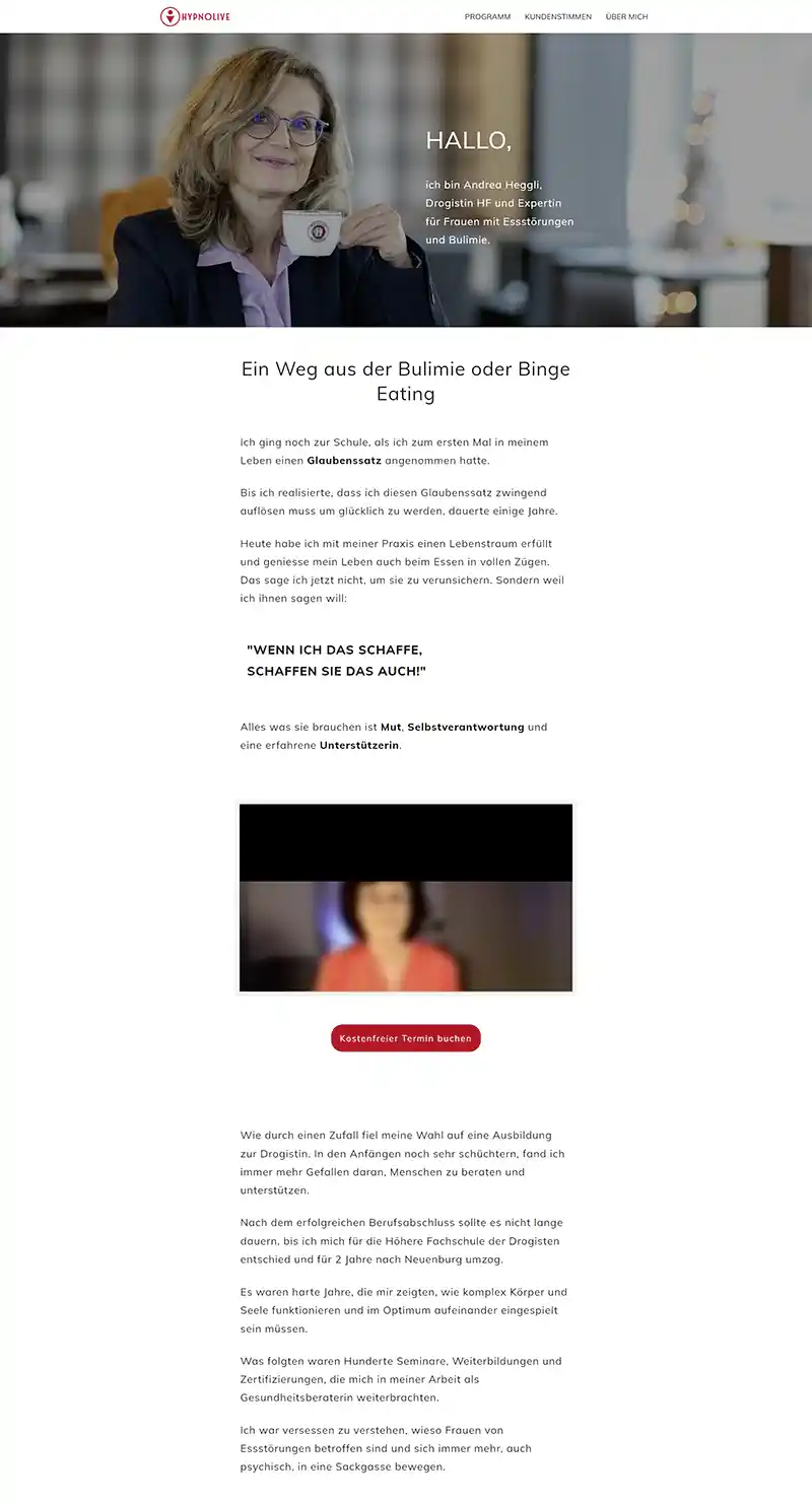 Vor dem Relaunch der Website