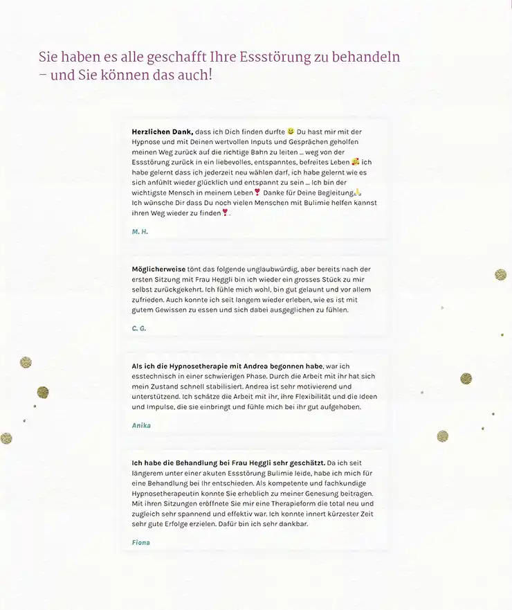 Portfolio Website für Hypnosetherapeutin 8 Referenzen Webdesign Relaunch