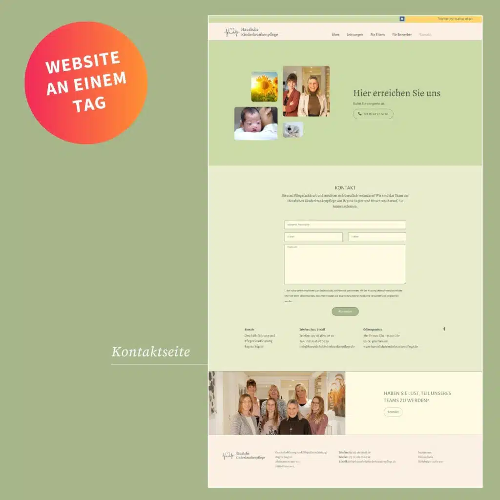 Beispiel Website-erstellen lassen. Vom Entwurf bis zur fertigen Umsetzung zum Festpreis an einem Tag.
