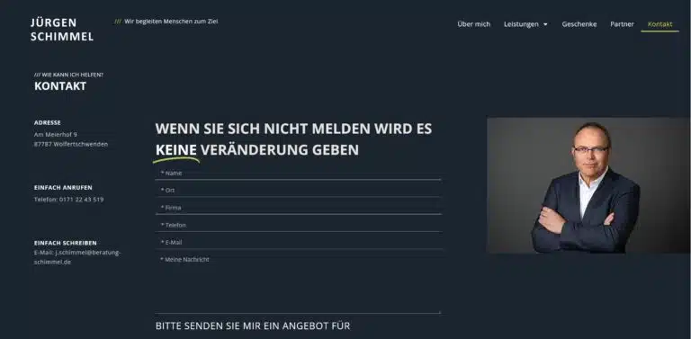 Portfolio Kontaktseite