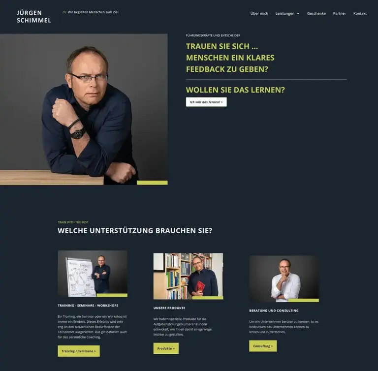 Referenz: Website-Relaunch für Herrn Schimmel, Coach. Berater. Trainer.